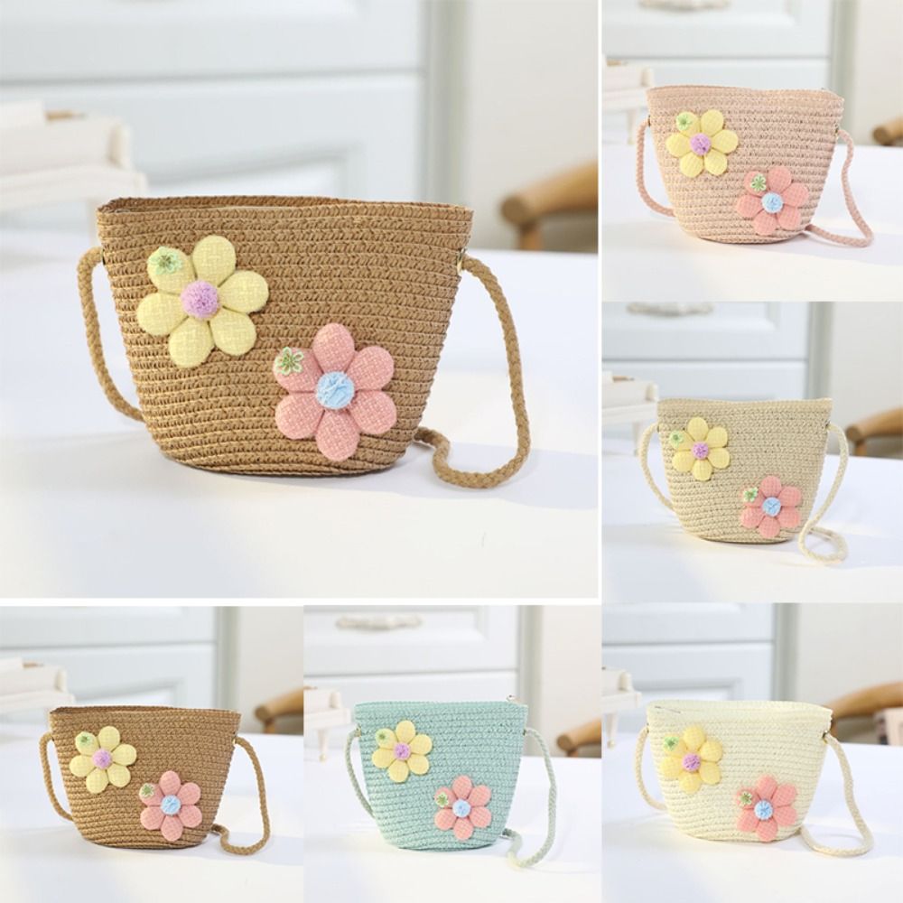 Flower Girl Basket - Tas Jerami Bunga Anyaman Tangan untuk