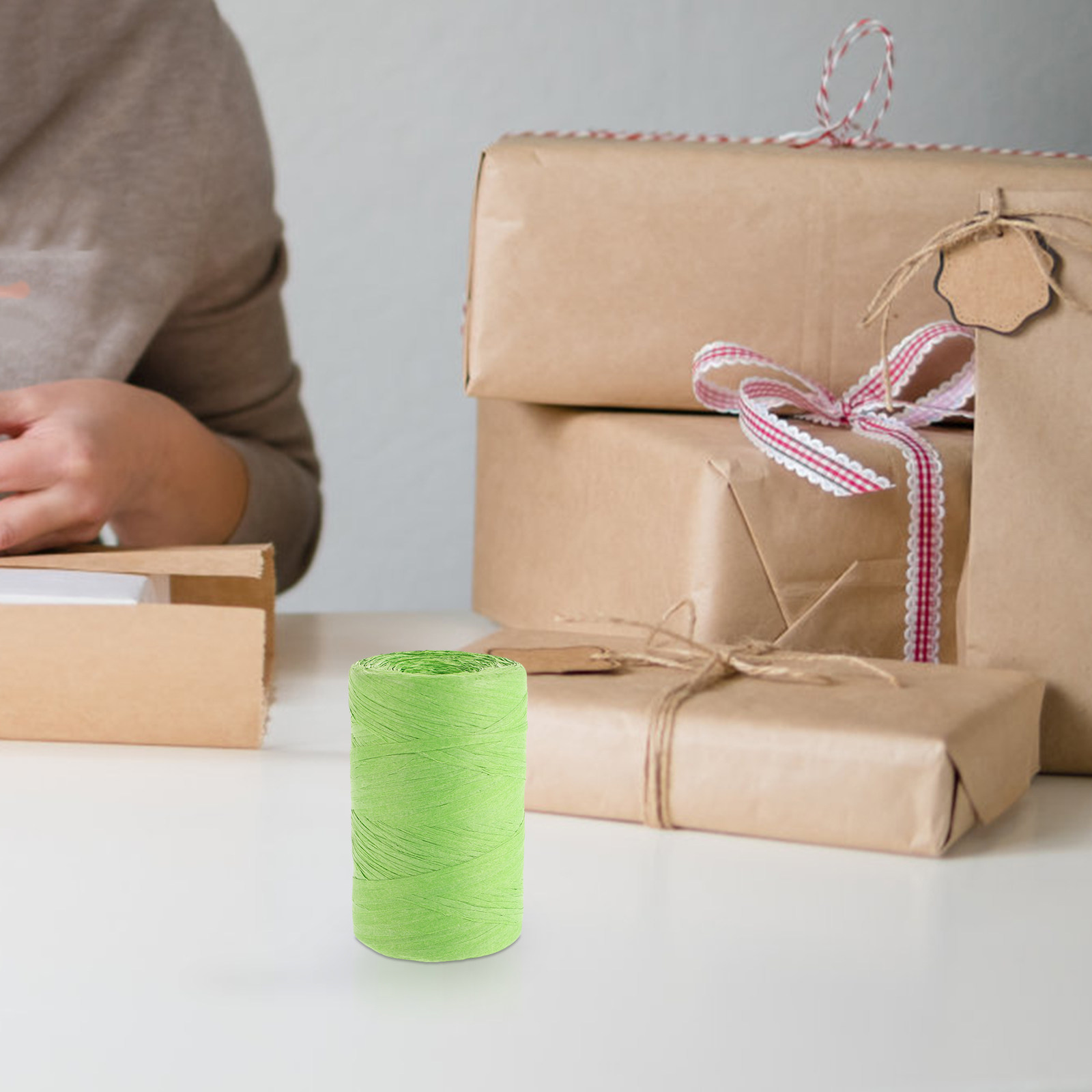 Papercraft Supply Ribbon - Pita Kertas Rafia Berwarna, Tali Pipih