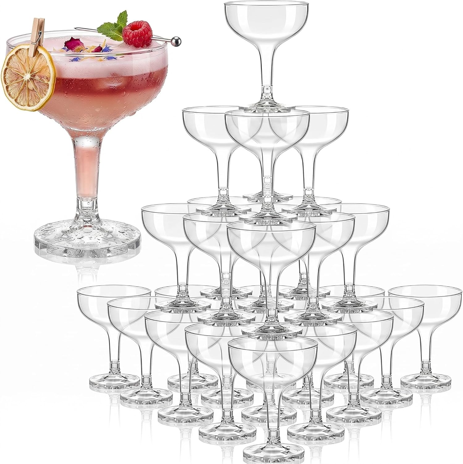 Champagne Tower Set - Menara Sampanye Plastik 4 Tingkat dengan
