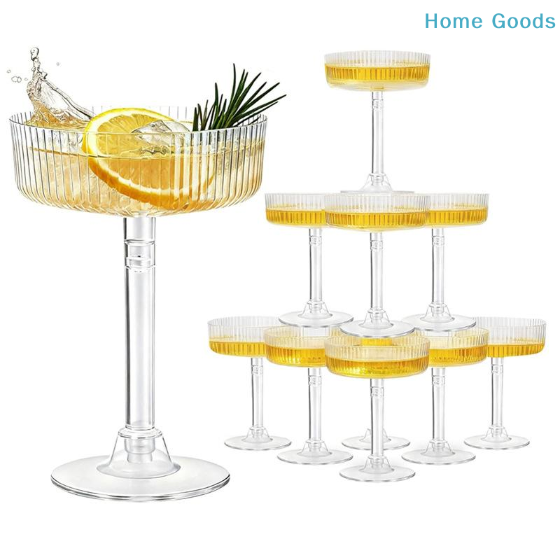 Champagne Tower Set - 10Pcs Gelas Martini Plastik Bening yang