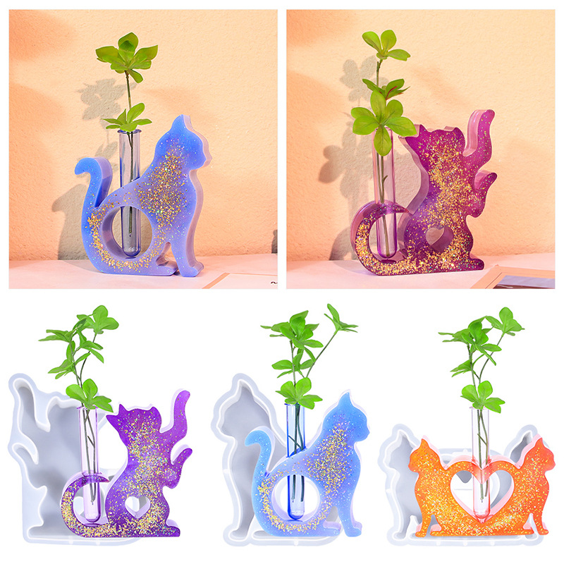 Flower Girl Basket - Cetakan Resin berbentuk kucing vas silikon