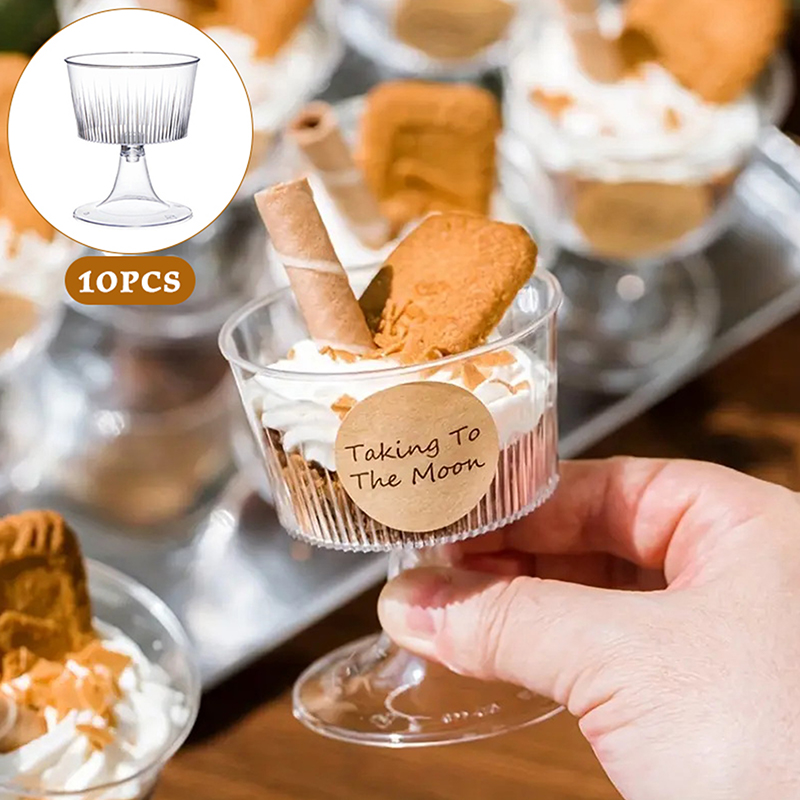 Champagne Tower Set - F】10 Buah Cangkir Makanan Penutup Plastik