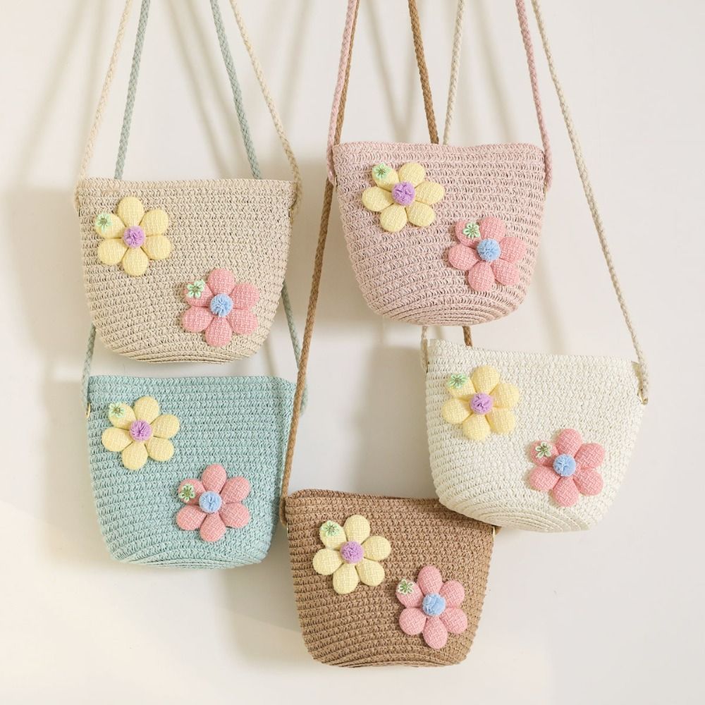 Flower Girl Basket - Tas Jerami Anyaman Tangan Motif Bunga