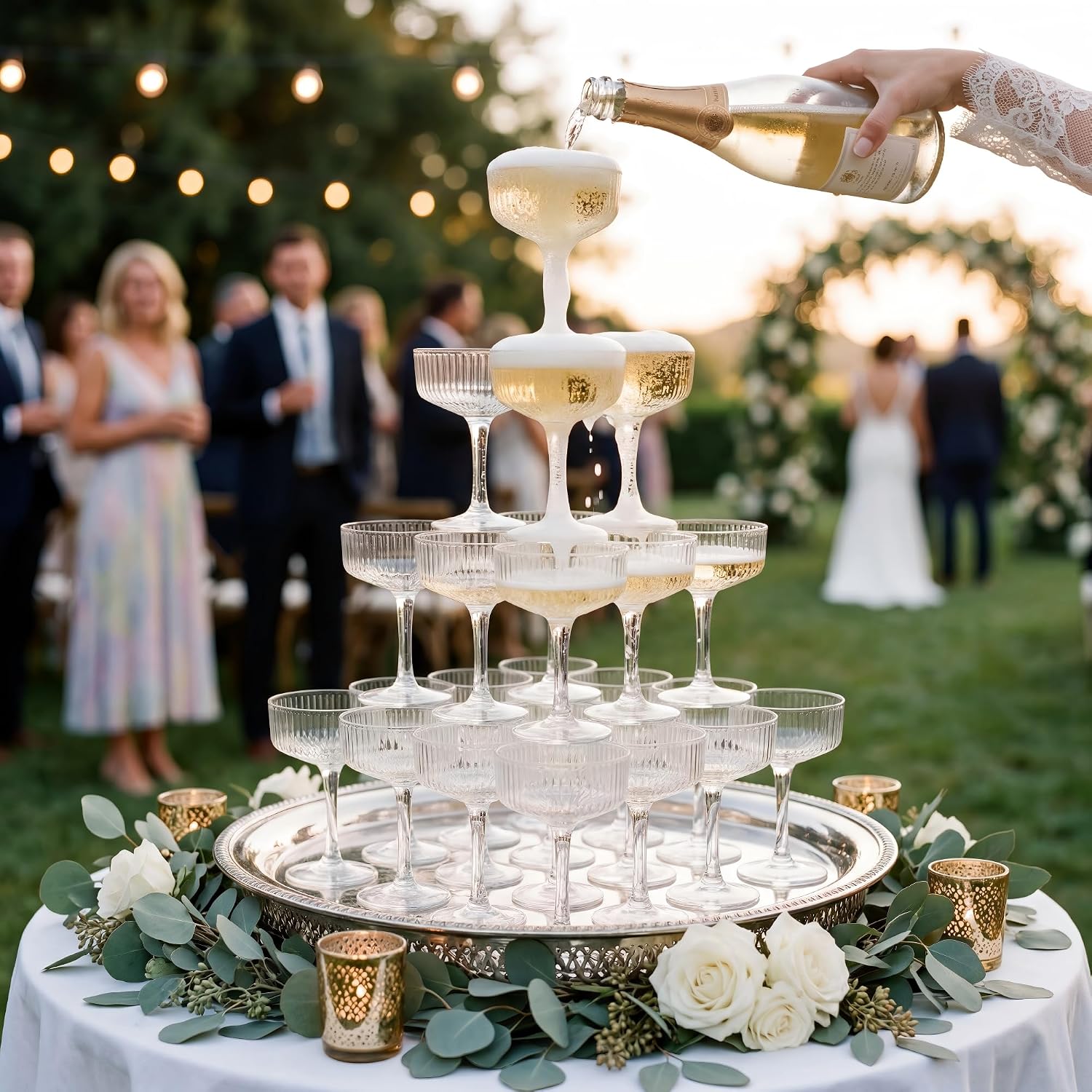 Gelas Sampanye Plastik 4 Tingk - Champagne Tower Set ulasan dan harga
