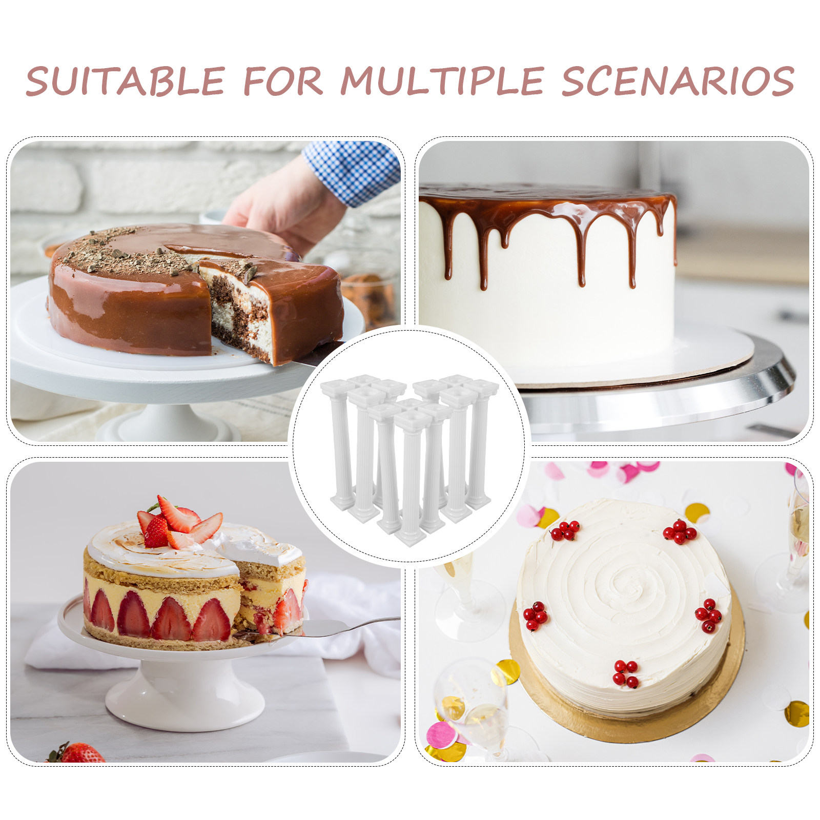 12Pcs Tiang Penyangga Kue Berl - Wedding Support ulasan dan harga