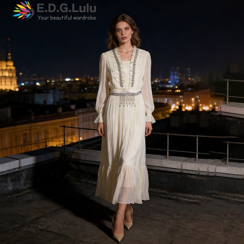 EDGLuLu Gaun Panjang Sifon Put - Wedding Lulu ulasan dan harga